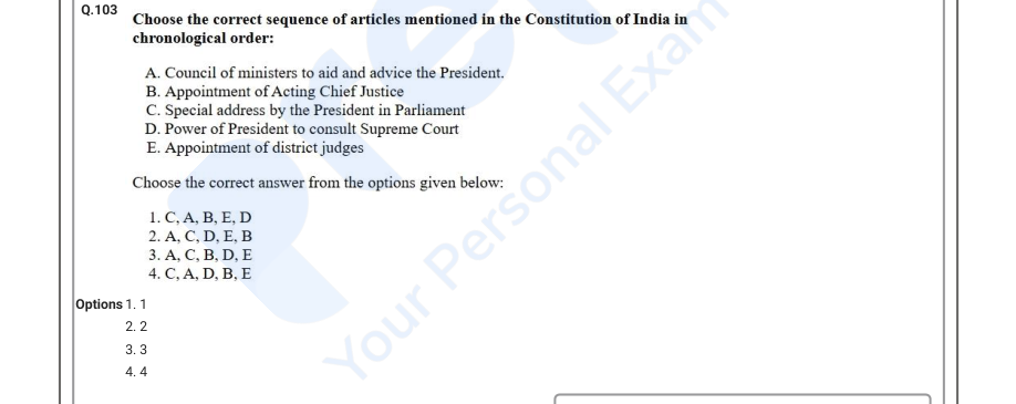 Read the question and choices in the excerpt. Choose A/B/C/D for the first/second/third/fourth option shown.