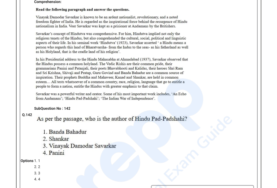 Read the question and choices in the excerpt. Choose A/B/C/D for the first/second/third/fourth option shown.