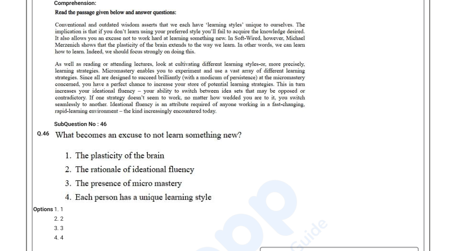 Read the question and choices in the excerpt. Choose A/B/C/D for the first/second/third/fourth option shown.