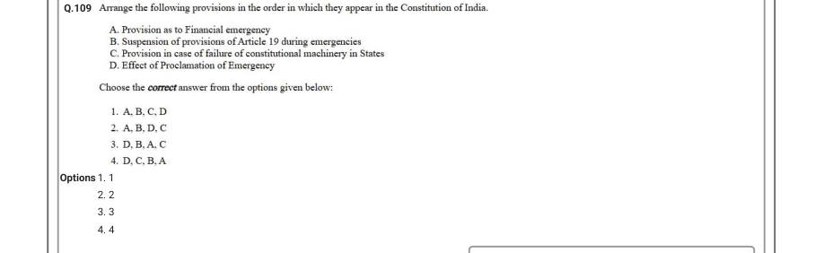 Read the question and choices in the excerpt. Choose A/B/C/D for the first/second/third/fourth option shown.