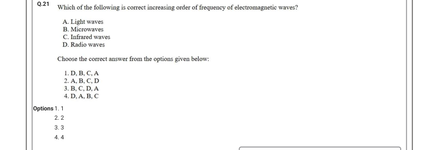 Read the question and choices in the excerpt. Choose A/B/C/D for the first/second/third/fourth option shown.