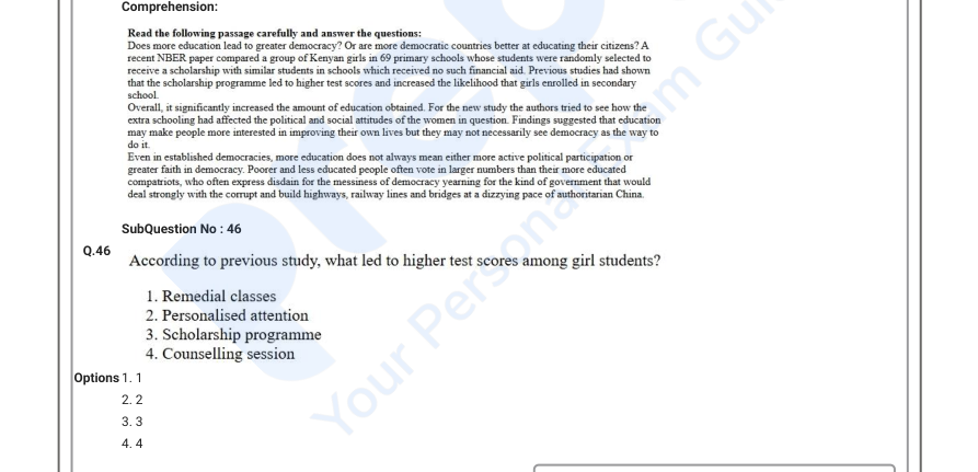Read the question and choices in the excerpt. Choose A/B/C/D for the first/second/third/fourth option shown.