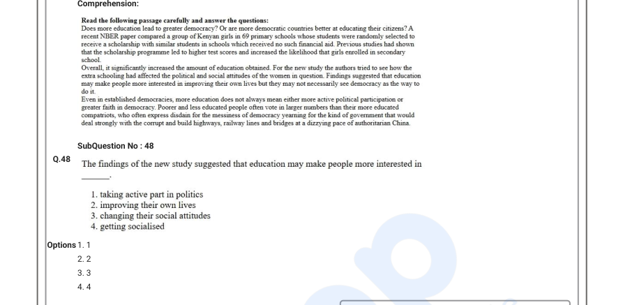 Read the question and choices in the excerpt. Choose A/B/C/D for the first/second/third/fourth option shown.
