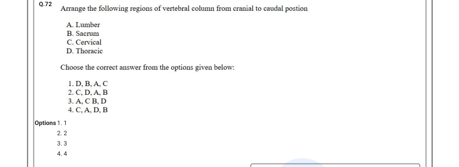 Read the question and choices in the excerpt. Choose A/B/C/D for the first/second/third/fourth option shown.