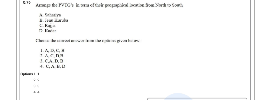 Read the question and choices in the excerpt. Choose A/B/C/D for the first/second/third/fourth option shown.