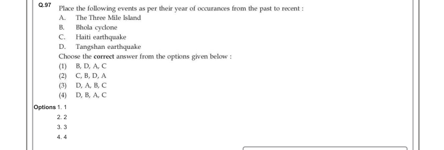 Read the question and choices in the excerpt. Choose A/B/C/D for the first/second/third/fourth option shown.