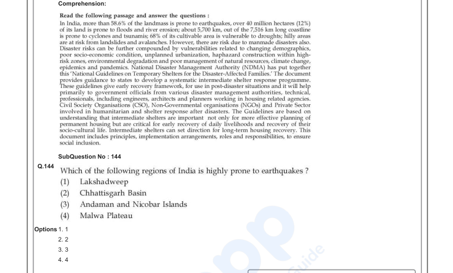 Read the question and choices in the excerpt. Choose A/B/C/D for the first/second/third/fourth option shown.