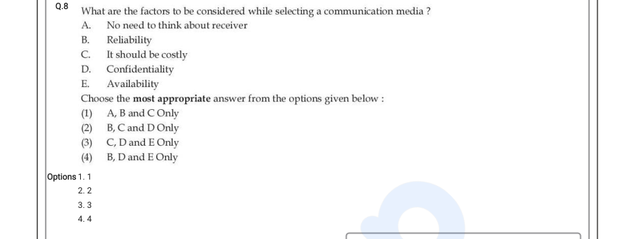 Read the question and choices in the excerpt. Choose A/B/C/D for the first/second/third/fourth option shown.