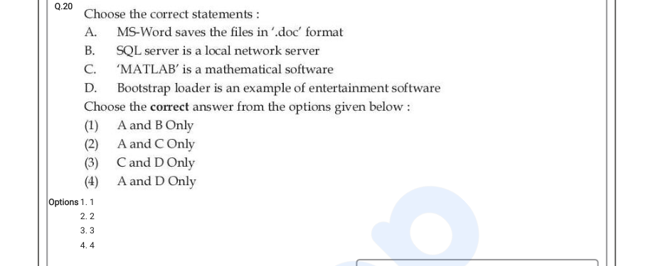 Read the question and choices in the excerpt. Choose A/B/C/D for the first/second/third/fourth option shown.