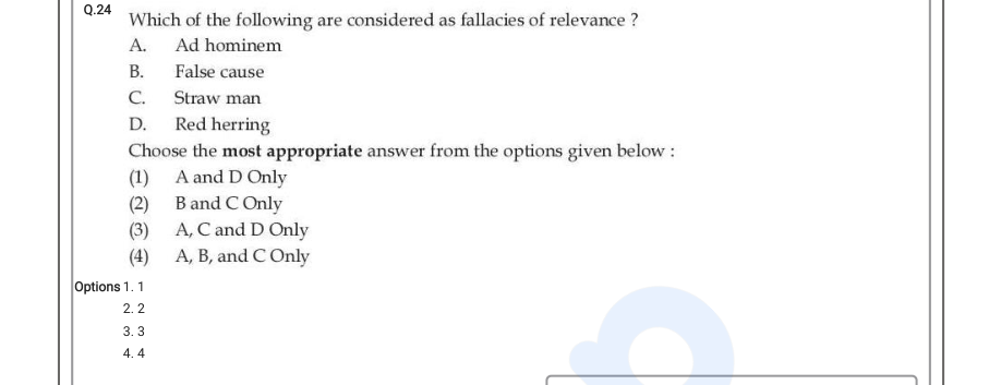 Read the question and choices in the excerpt. Choose A/B/C/D for the first/second/third/fourth option shown.