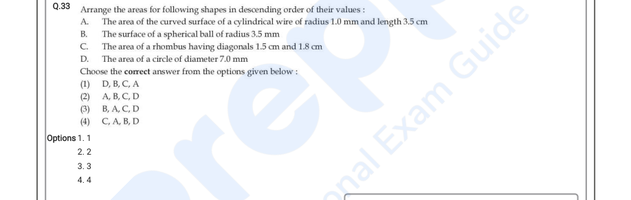 Read the question and choices in the excerpt. Choose A/B/C/D for the first/second/third/fourth option shown.