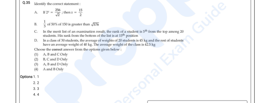 Read the question and choices in the excerpt. Choose A/B/C/D for the first/second/third/fourth option shown.