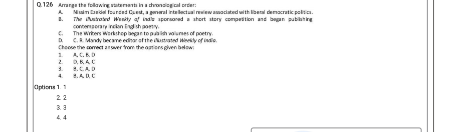 Read the question and choices in the excerpt. Choose A/B/C/D for the first/second/third/fourth option shown.