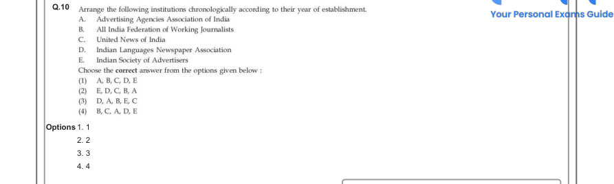 Read the question and choices in the excerpt. Choose A/B/C/D for the first/second/third/fourth option shown.