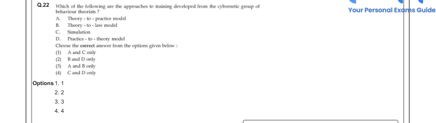 Read the question and choices in the excerpt. Choose A/B/C/D for the first/second/third/fourth option shown.