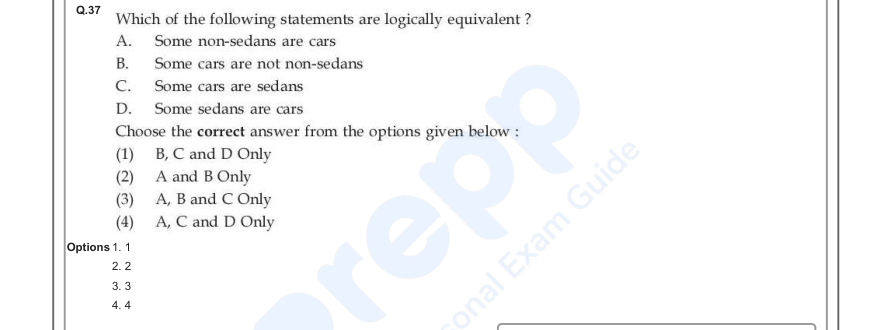 Read the question and choices in the excerpt. Choose A/B/C/D for the first/second/third/fourth option shown.