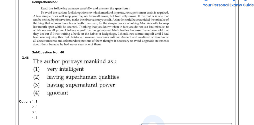 Read the question and choices in the excerpt. Choose A/B/C/D for the first/second/third/fourth option shown.