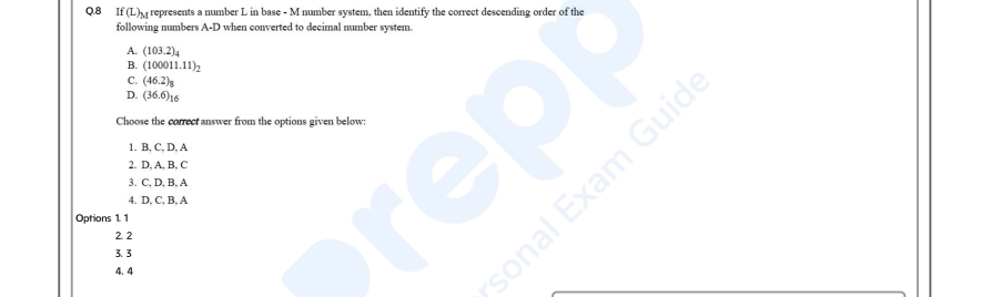 Read the question and choices in the excerpt. Choose A/B/C/D for the first/second/third/fourth option shown.