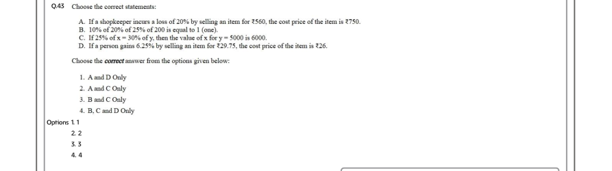 Read the question and choices in the excerpt. Choose A/B/C/D for the first/second/third/fourth option shown.