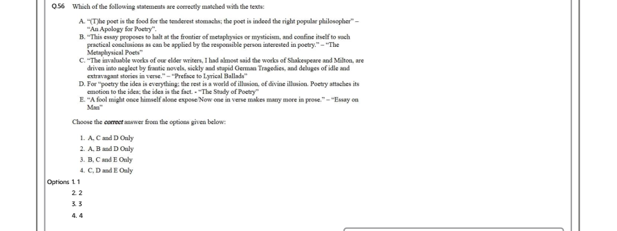 Read the question and choices in the excerpt. Choose A/B/C/D for the first/second/third/fourth option shown.