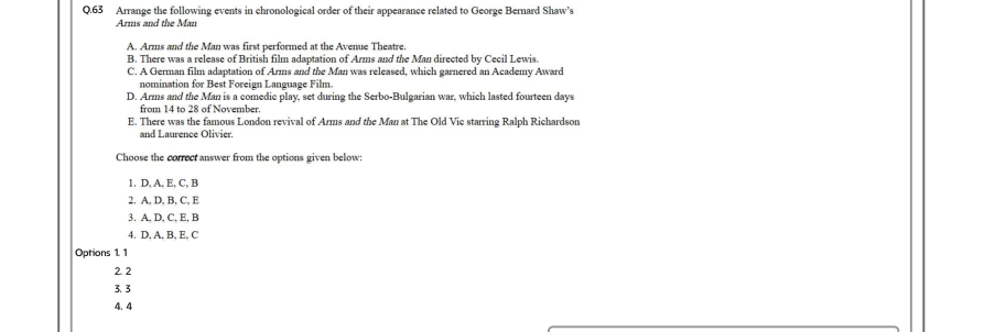 Read the question and choices in the excerpt. Choose A/B/C/D for the first/second/third/fourth option shown.