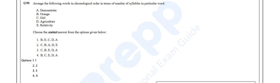 Read the question and choices in the excerpt. Choose A/B/C/D for the first/second/third/fourth option shown.