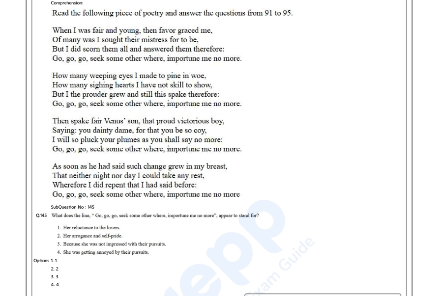 Read the question and choices in the excerpt. Choose A/B/C/D for the first/second/third/fourth option shown.