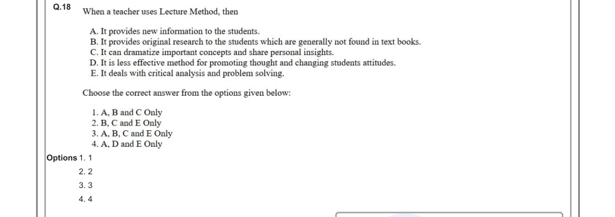 Read the question and choices in the excerpt. Choose A/B/C/D for the first/second/third/fourth option shown.