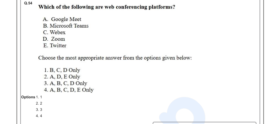 Read the question and choices in the excerpt. Choose A/B/C/D for the first/second/third/fourth option shown.