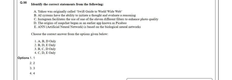 Read the question and choices in the excerpt. Choose A/B/C/D for the first/second/third/fourth option shown.