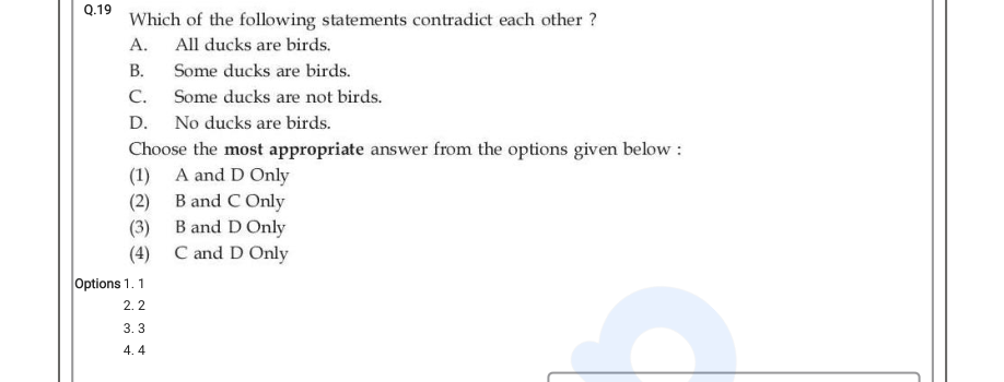 Read the question and choices in the excerpt. Choose A/B/C/D for the first/second/third/fourth option shown.