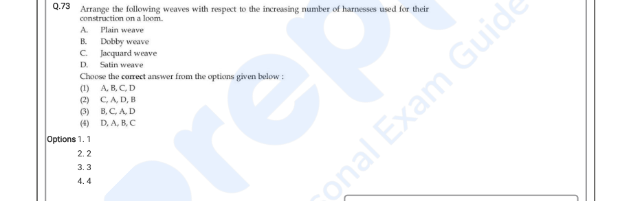 Read the question and choices in the excerpt. Choose A/B/C/D for the first/second/third/fourth option shown.