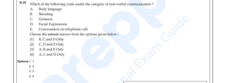 Read the question and choices in the excerpt. Choose A/B/C/D for the first/second/third/fourth option shown.