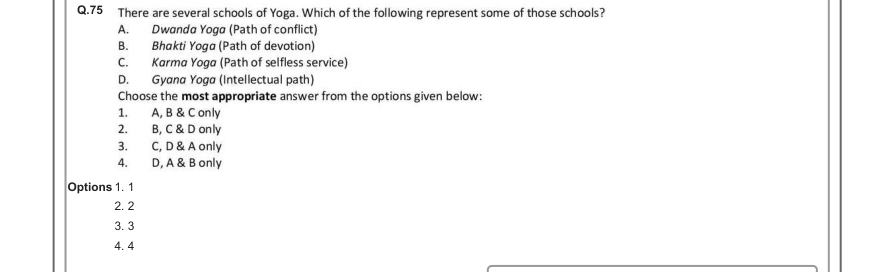 Read the question and choices in the excerpt. Choose A/B/C/D for the first/second/third/fourth option shown.