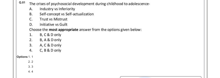 Read the question and choices in the excerpt. Choose A/B/C/D for the first/second/third/fourth option shown.