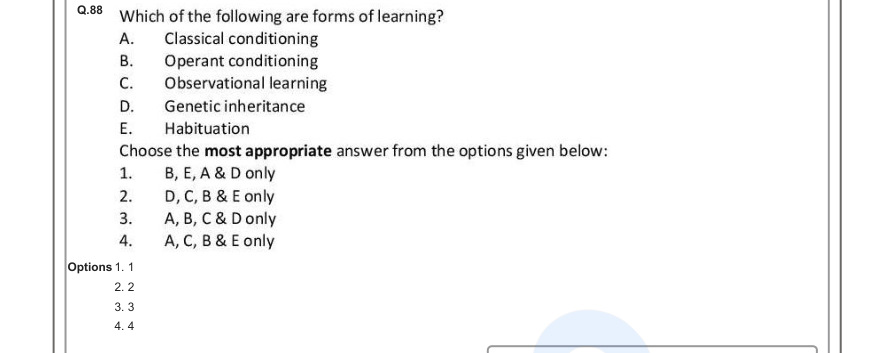 Read the question and choices in the excerpt. Choose A/B/C/D for the first/second/third/fourth option shown.