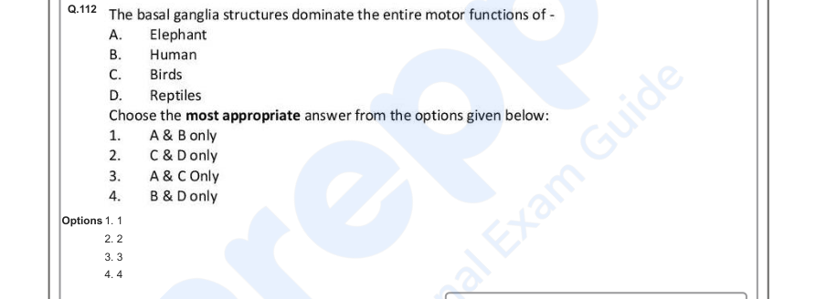 Read the question and choices in the excerpt. Choose A/B/C/D for the first/second/third/fourth option shown.