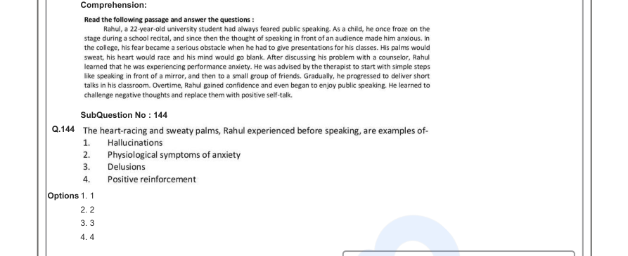 Read the question and choices in the excerpt. Choose A/B/C/D for the first/second/third/fourth option shown.