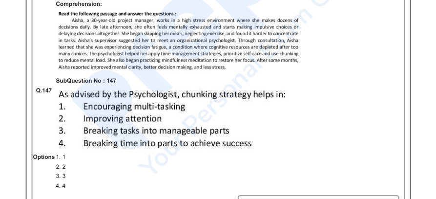 Read the question and choices in the excerpt. Choose A/B/C/D for the first/second/third/fourth option shown.