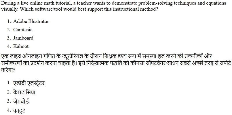 Read the question and choices in the excerpt. Choose A/B/C/D for the first/second/third/fourth option shown.