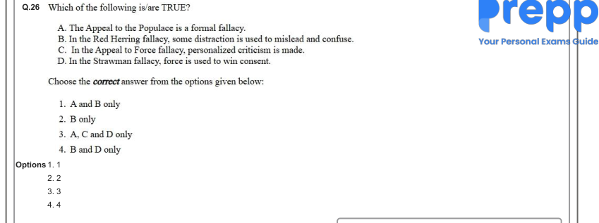 Read the question and choices in the excerpt. Choose A/B/C/D for the first/second/third/fourth option shown.