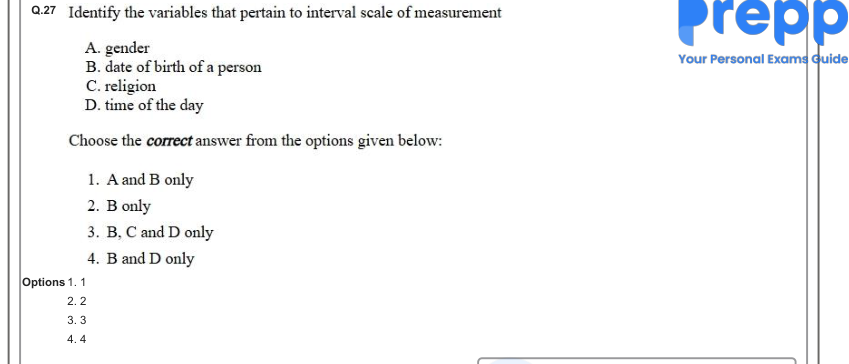 Read the question and choices in the excerpt. Choose A/B/C/D for the first/second/third/fourth option shown.
