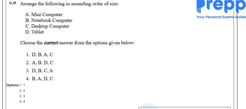 Read the question and choices in the excerpt. Choose A/B/C/D for the first/second/third/fourth option shown.