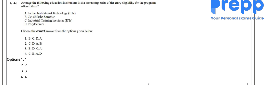 Read the question and choices in the excerpt. Choose A/B/C/D for the first/second/third/fourth option shown.