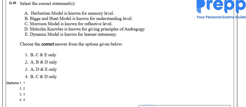 Read the question and choices in the excerpt. Choose A/B/C/D for the first/second/third/fourth option shown.