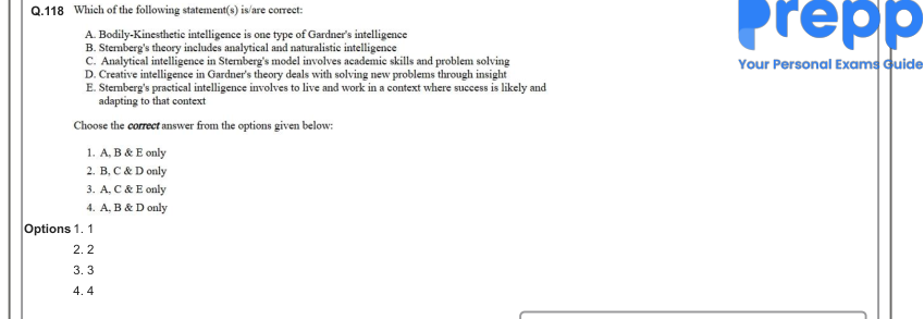 Read the question and choices in the excerpt. Choose A/B/C/D for the first/second/third/fourth option shown.